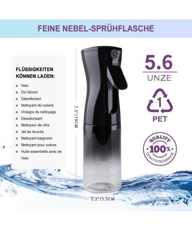 Tanshine 160ml Color Gradient Black Spray Bottle for Plants Cleaning & Disinfectant - Fine Fog Hair & Water Spray Bottle - Buy Online on GoSupps.com