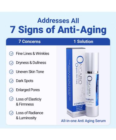 Ongaro Beauty All-In-One Anti Aging Serum | Anti Wrinkle Cream with Hyaluronic Acid Vitamin C & E - Targets 7 Signs of Aging - Buy Online on GoSupps.com
