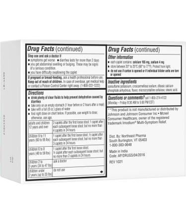 Heartland Pharma Multi-Symptom Loperamide Hydrochloride 2mg & Simethicone 125mg Caplet Blister Pack - 24 Count (Pack of 1) - Buy Online on GoSupps.com