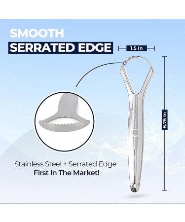 Deep Clean Tongue Scraper 2pk - Stainless Steel, Serrated Edge Design - Buy Online on GoSupps.com
