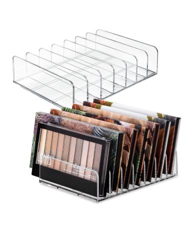 Vowcarol Eyeshadow Palette Organizer Acrylic 7-Section Divided Makeup Palette Organizer Holder - Clear 2 Pack
