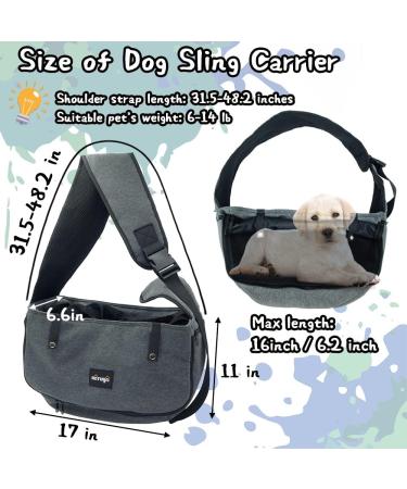 NATUYA Dog Sling Carrier - Dark Grey, 8-15 lbs - Breathable Hands-Free Travel Bag for Small Dogs - Adjustable Strap & Pocket - Ideal for Outdoor Hiking - Buy Online on GoSupps.com