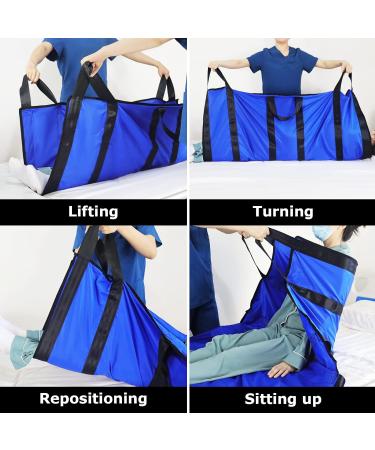 Patient Transfer Board - Heavy-Duty Transfer Sheet with 6 Handles for Overweight & Elderly - 102x127 cm Blue - Buy Online on GoSupps.com