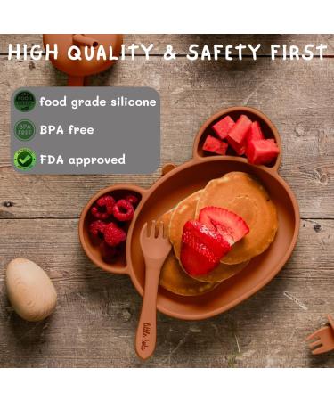 Little Tots 8 Piece Baby Weaning Set | Silicone Suction Plate, Bowl, Bib, Sippy Cup, Straw, Toddler Spoon & Fork, Cutlery | Apricot Orange - Buy Online on GoSupps.com