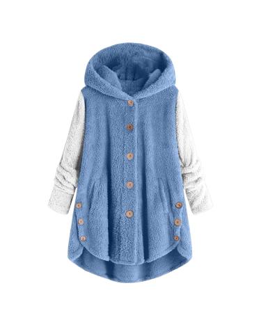 Hanxiulin coat plush jacket hoodie jacket oversize winter coat ladies hoodie hooded sweater winter color variants transition jacket ladies trench coat windproof bladder fleece jacket fluffy jacket 3xl blue
