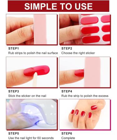 Kalolary 20Pcs Gel Nail Polish Stickers - Jujube Red Full Wraps with UV/LED Cure - Nail Strips for Women & Girls - Buy Online on GoSupps.com