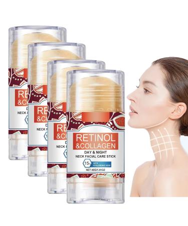 Qixfyze Retinol & Collagen Day & Night Neck Facial Care Stick Collagen Retinol Facial Moisturizer with Hyaluronic Acid AntiWrinkle Cream for Face Neck for Women & Men4PACK