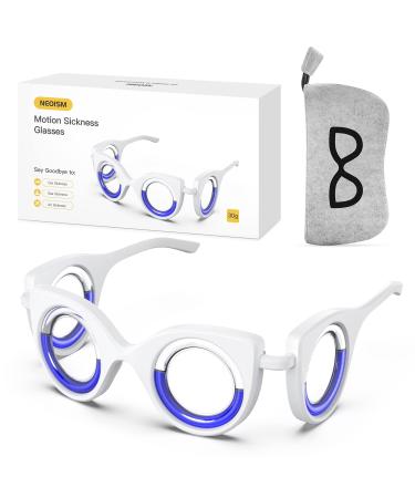 NEOISM Anti Motion Sickness Glasses Relieve Carsickness Airsickness Seasickness Glasses Light Portable Nausea Relief Glasses for Travel for Adults or Kids 5.9 in/5.24in/2.05in M Size M+ Black Bag