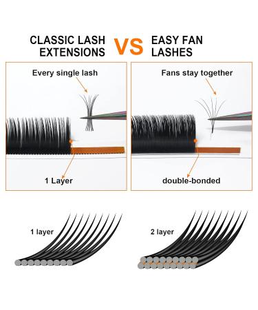 Self-Fleeled Easy Fan Lashes | Volume Technology | C D Curl | Individual Length Black 10mm | .03 .07 .10 | Wimpernextension - Buy Online on GoSupps.com