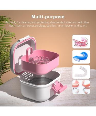BVN Leak-Proof Prosthesis Box | Sustainable Denture Box with Sieve - Perfect for All Ages (Pink & White) - Buy Online on GoSupps.com