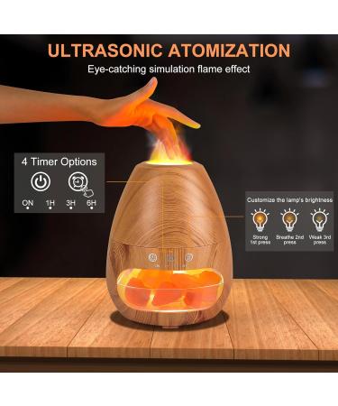 2-in-1 Aroma Diffuser & Salt Lamp - GUKKK 200ml Essential Oil Humidifier with Flames Effect & Adjustable Brightness for Aromatherapy - International Shipping - Buy Online on GoSupps.com