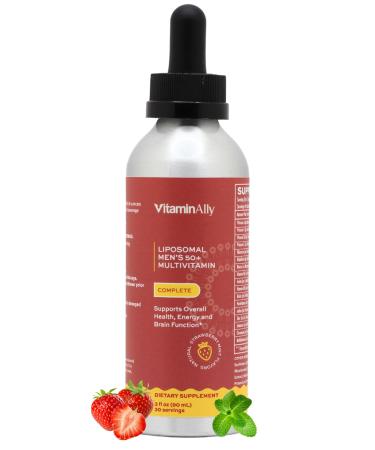 Vitaminally Liposomal Men's 50+ Liquid Multivitamin Drops | Non-GMO | Sugar Free | Gluten Free | 30 Day Supply | 3 FL Oz | Supports Brain Health Immunity and Energy Production