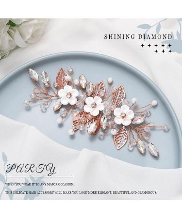 Vakkery Rose Gold Bridal Flower Hair Vine - Crystal Wedding Hairpiece & Accessories for Women & Girls - Buy Online on GoSupps.com