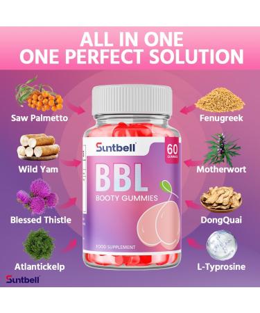 Suntbell BBL Gummies Women Health Supplement with a Natural Plant Formula That Includes Saw Palmetto Strawberry Flavor 60 Count - Buy Online on GoSupps.com