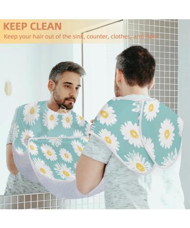 Daisies Flower Painting Beard Bib Apron - Non-Stick Waterproof Hair Catcher for Men | Perfect Grooming Gift with Suction Cups - Buy Online on GoSupps.com