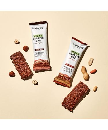Foodspring Vegan Protein Bar - Extra Layered Hazelnut Crunch | 10g Plant Protein Low Sugar | 12x45g Perfect for Post-Workout & On-the-Go - Buy Online on GoSupps.com