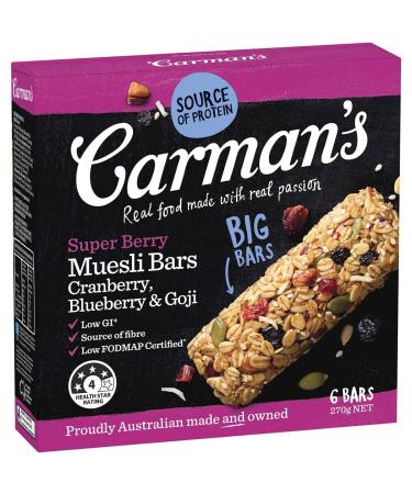 Carman's (Kamanzu) super berry muesli bars 45gX6 pieces