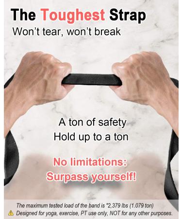 Tumaz Stretching Strap - 10 Loop Non-Elastic Yoga Strap for Home Workouts - Physical Therapy, Yoga, Pilates - Extra Thick, Durable, Soft - Original Black - Buy Online on GoSupps.com