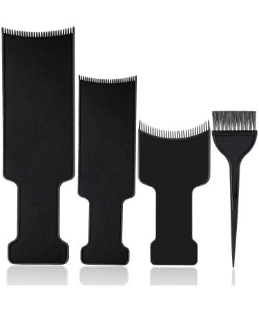 4 Pieces Balayage Highlighting Board with Teeth Hair Dye Paddle Highlighting Brush cooboard for Balayage Board Comb for Hair Dye Black