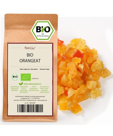 Kamelur 250g organic candied orange peel cubes for cooking - organic orange peel with no added flavoring - candied orange peel in biodegradable packaging