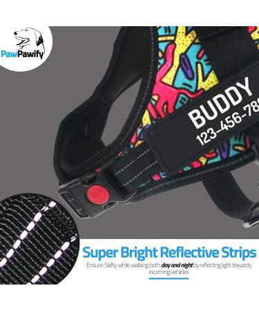 Pawpawify Personalized Dog Harness - No Pull Adjustable for XL Dogs (Chest 32-44in) - Ideal for Training & Walking - Doodle Color - Buy Online on GoSupps.com