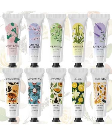 spa luxetique 10 Pack Hand Cream Set Scented Hand Lotion for Dry Cracked Travel Size Hand Cream Mini Moisturizing Lotion With Shea Butter Gifts for Women 1 Fl Oz (Pack of 10)