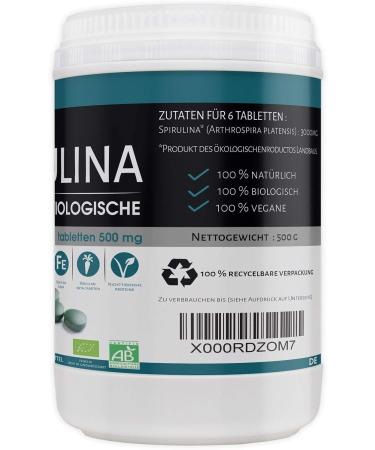 Spirulina Bio 500mg - 1000 Tablets | Premium Organic Superfood for Immunity & Energy | International Shipping Available - Buy Online on GoSupps.com