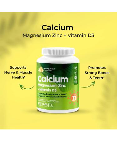 Health Pyramid Calcium Magnesium Zinc with Vitamin D3 - 100 Vegan Tablets for Strong Bones, Teeth, Nerve & Muscle Health - Buy Online on GoSupps.com