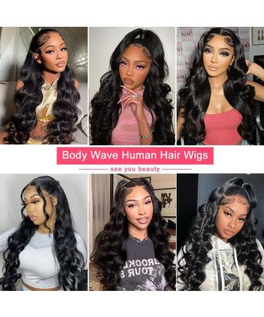 Exalelr 20 Inch Body Wave Lace Front Wig Human Hair HD Lace 150 Density - Natural Black for Black Women - Buy Online on GoSupps.com