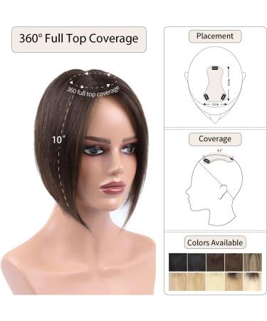 Brown 10 Inch Human Hair Topper for Thinning Hair Women - Real Hair Wiglet Hairpiece 4# (Medium Brown) - Buy Online on GoSupps.com