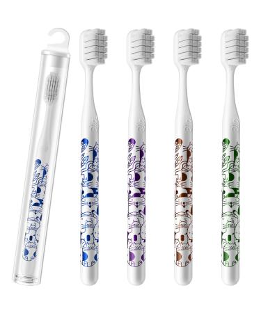 Toothbrush Extra Soft Toothbrush for Sensitive Teeth and Gums Travel Soft Toothbrush for Adults Cartoon toothbrushes for Women(4 Pack)