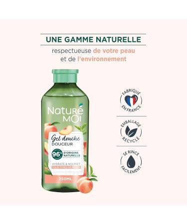  Natur moi Natur Moi - Gentle Shower Gel - Moisturises and Nourishes - All Skin Types - Peach and Green Tea - 96% Natural Origin - Recycled Bottle - 250ml - Made in France - Buy Online on GoSupps.com