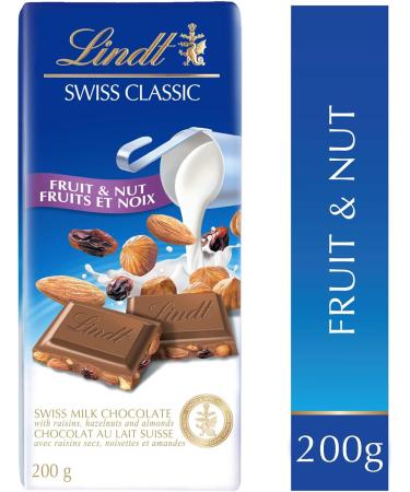 Lindt SWISS CLASSIC Fruit & Nut Milk Chocolate Bar 200g Perfect Chocolate Gift Lindt Chocolate Gift Christmas Candy Christmas Chocolate - Buy Online on GoSupps.com