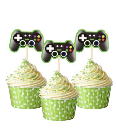HOKPA Video Game Controller Cupcake Toppers 36Pcs Game Cupcake Picks for Game Themed Anniversary Baby Shower Birthday Party Decorations