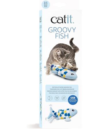 Catit Groovy Fish Toy - Interactive Motion Activated Flipping Fish Cat Toy Blue - One Size - Buy Online on GoSupps.com