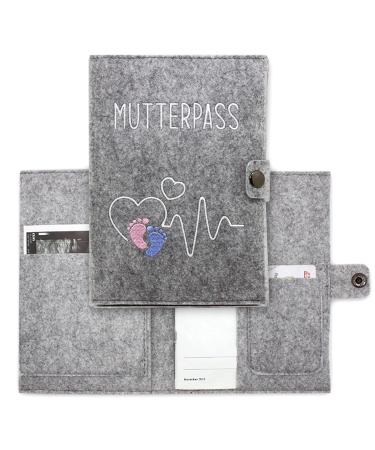 Cozy Racoon Mother Pass cover made of Filz Little Feet |Made in Germany I with additional indoor pockets for the insurance card and ultrasound images i personal gift for pregnant germany mother pass little feet