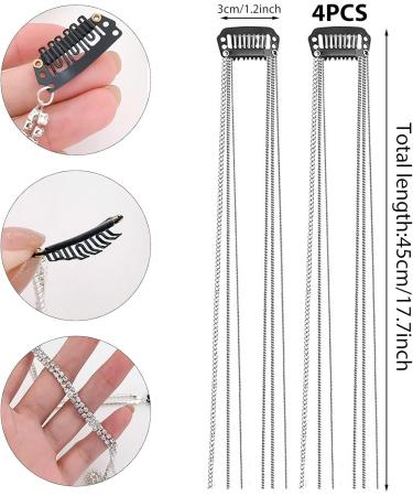 DHWEKU Hair Chain with Rhinestones Rhinestone Tassels Hair Clip Hair Chain with Crystal Tassel Hair Accessories for Girls and Women 4 Pieces - Buy Online on GoSupps.com