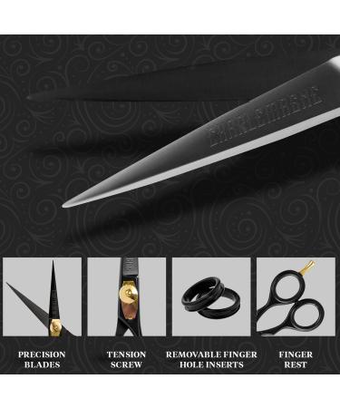 5.5 Ontaki Premium Hand Forged Japanese Steel Scissors for Hair Beard & Mustache - Bartscher Black Trim Tool - Buy Online on GoSupps.com