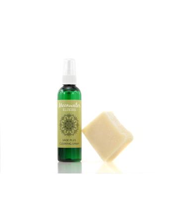Sage Spray Bundle - White Sage Smudge Spray and Sage Soap for Cleansing Negativity  Smokeless Sage Smudging Kit to Support Positive Aura  and Cleansing Negative Energy by Moonwater Elixirs Spray and Soap - 4 Ounce