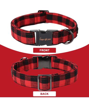 Unique Style Paws Adjustable Checkered Dog Collar - Soft & Comfortable Red Plaid Gift for Small to Medium Dogs - Buy Online on GoSupps.com