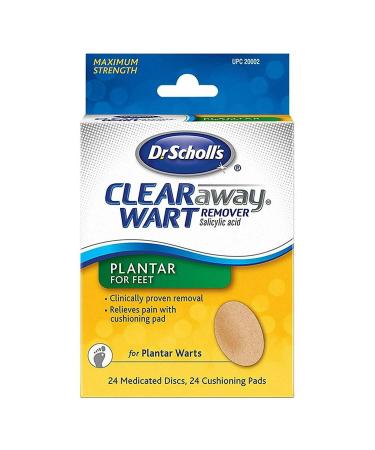 Dr Scholl's Clear Away Wart Remover Medicated Discs & Cushioning Pads for Feet - 24 Count