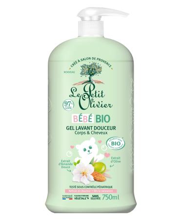 LE PETIT OLIVIER - Gentle Cleansing Gel - Organic Baby - Body and Hair - From Birth - Gently Cleanses - Certified Organic -