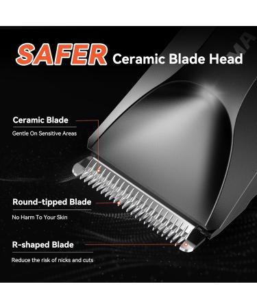 Buy IPX7 Waterproof Body Hair Trimmer for Men - Ceramic Blade LED Light USB Rechargeable Perfect for Groin & Pubic Hair | Travel Pouch Included - Buy Online on GoSupps.com