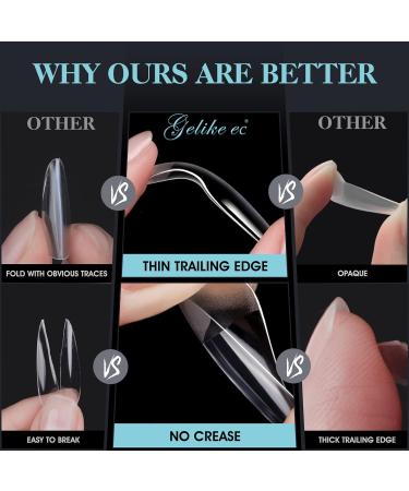 Gelike Ec Quadrat Full Cover Nageltips - Soft Gel Fake Nails 550 Pieces Clear Medium Pre-Buff PMMA Resin for DIY Nail Art & Salon Use 12 Sizes - Buy Online on GoSupps.com