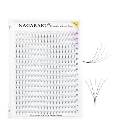 Nagaraku 5D Eyelash Extensions - 320pcs Premade Fans D Curl 0.07mm Thickness 9-14mm Length - Light Tight & Narrow Stem Ideal for Professional Use - Buy Online on GoSupps.com