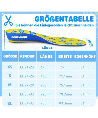 Popzoom Children's Orthopedic Shoes for Flat Feet | Inserts for Plantar Fasciitis & Overpronation - Blue M (EU27-29) - 205mm - Buy Online on GoSupps.com