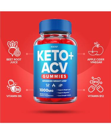 Keto ACV Gummies for Weight Loss - Advanced Diet Supplement for Women - 60 Vegan Apple Cider Vinegar Gummies - Shark Tank Approved - Buy Online on GoSupps.com