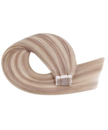 Ugeat Tape Extensions Real Hair - Blond Highlights & Ash Blond Remy Hair 20 Pieces 35 cm 40 grams #18/613 - Buy Online on GoSupps.com