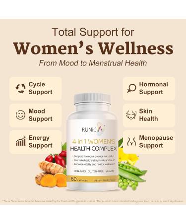 4-in-1 Women s Hormonal Balance Complex Supplement | Rosehip Pueraria & Evening Primrose with Soy Isoflavones | Menstrual Cycle Menopause Energy Level & Healthy Skin Support 30-Day Essentials Pack - Buy Online on GoSupps.com