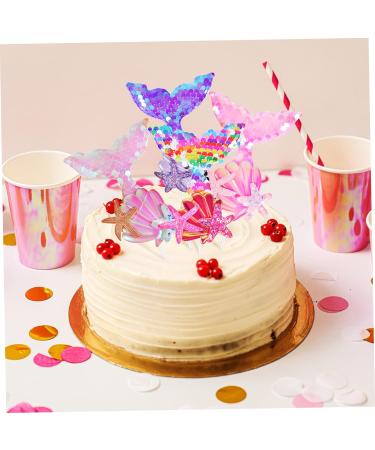 DECHOUS 18 Pcs Cake Decoration Mermaid Tail Cupcake Toppers Mermaid Sequin Cupcake Toppers Mermaid Cake Topper Seashells for Decorating Mermaid Decorations Cloth Girl Happy Birthday As Shownx3pcs mediumx3pcs - Buy Online on GoSupps.com